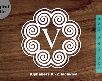 Hmong Monogram Frame Svg, Hmong Alphabet Letters Svg/png/dxf file, Alphabets with Hmong designs Monogram file for Cricut, Instant download