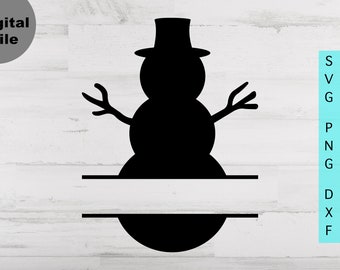Snowman Split Cricut  file, Snowman Monogram Frame Svg, Snowman Ornament Christmas decor svg, Split Snowman Svg instant download
