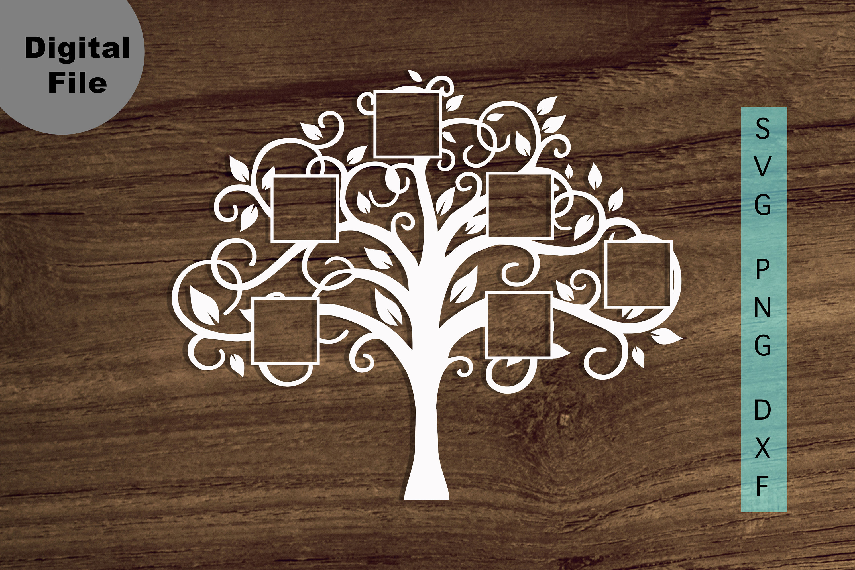 Family Tree 6 members Svg Family Tree square Svg/png/dxf | Etsy