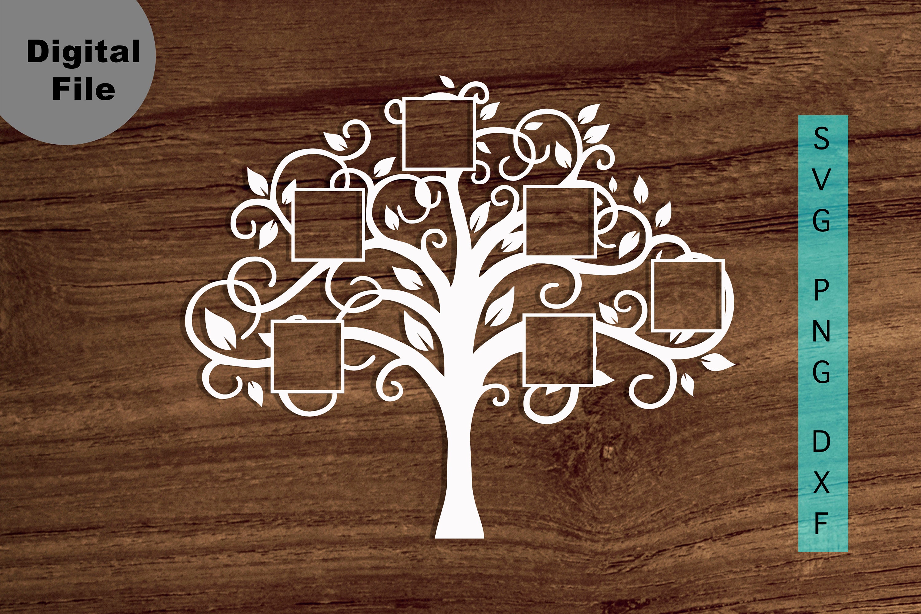 Family Tree 6 members Svg Family Tree square Svg/png/dxf | Etsy