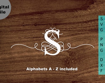 Monogram Svg, fancy alfabet letters Svg/png/dxf gesneden bestanden, alfabetten wervelingen monogram bestand voor Cricut, silhouet, Glowforge Instant download