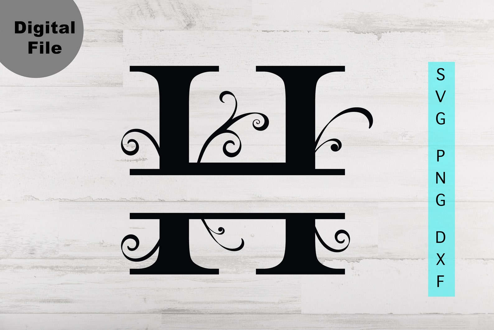 Download Floral Split Monogram Frame H Svg Split Letter H Svg/png.dxf | Etsy