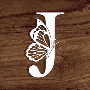 Butterfly Monogram J Frame Svg, Sleutelhanger Svg, Enkel alfabet met Butterfly Monogram bestand voor Cricut, Butterfly Alphabet frame J Svg bestand