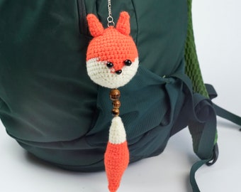 Keychain fox  Crochet fox keychain  Knitted accessories  Fox knit  Knitted keychain for a backpack or a bag  Fox keyring gift for friends
