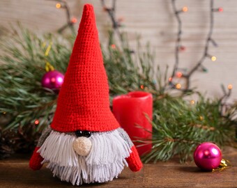 Christmas crochet Gnome, Christmas decor, Christmas crochet toy, Interior toy, Scandinavian Gnome