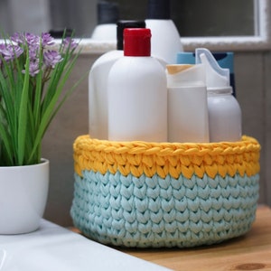 Cesta de punto de ganchillo Cesta de almacenamiento de ganchillo Cesta de almacenamiento para el baño Cesta de almacenamiento de cocina Decoración del hogar Organizador de punto
