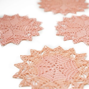 Crochet coasters set of 6 Lace doily coasters Crochet gift for home Napkins crochet Handmade knitted coasters Small crochet doily