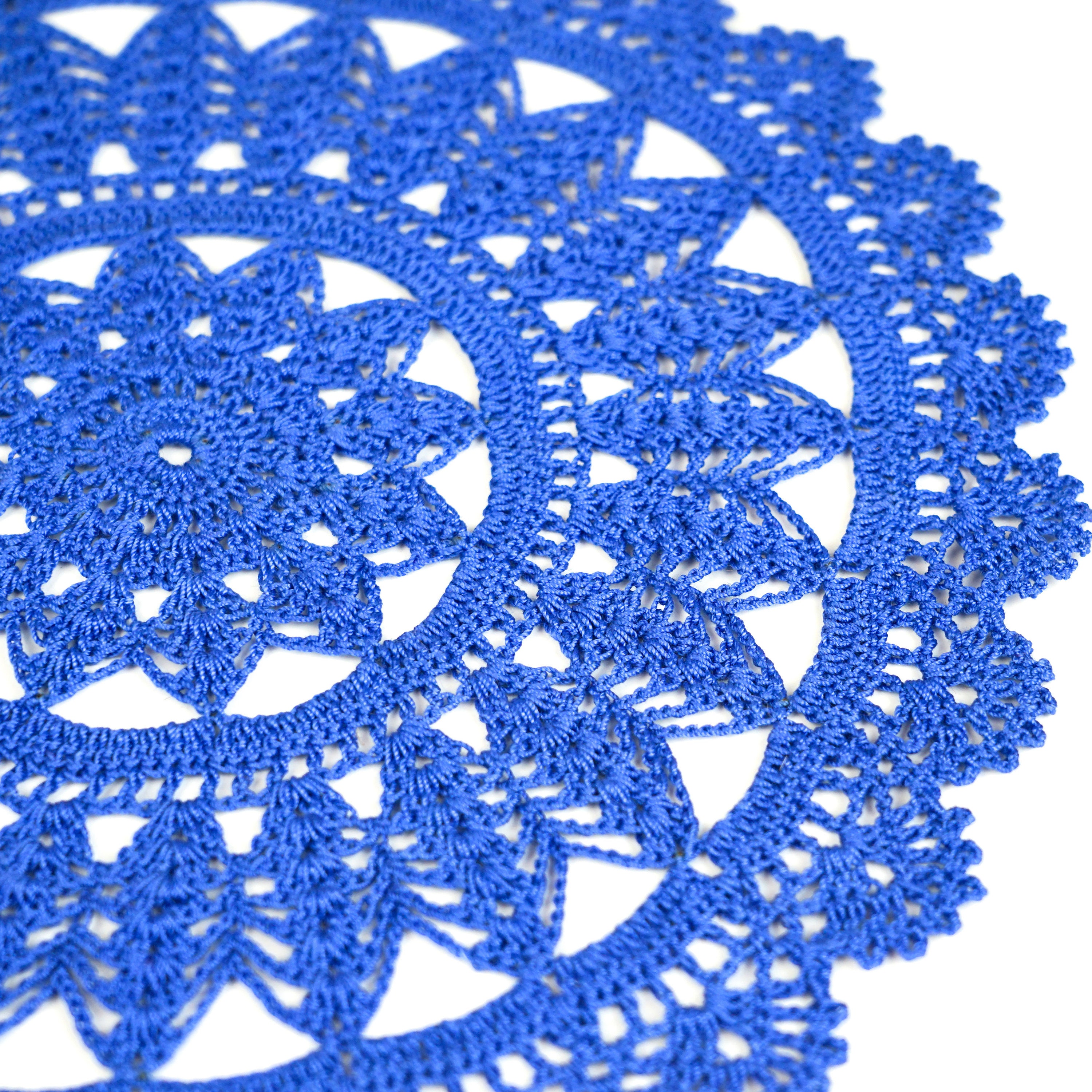 Blue napkins crochet Knitted lace napkins Blue lace doily Etsy