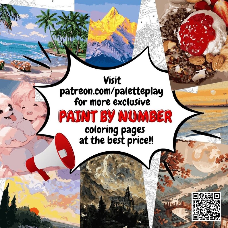 Kitchen Paint by Number Kit Adult Printable & Digital Download Art