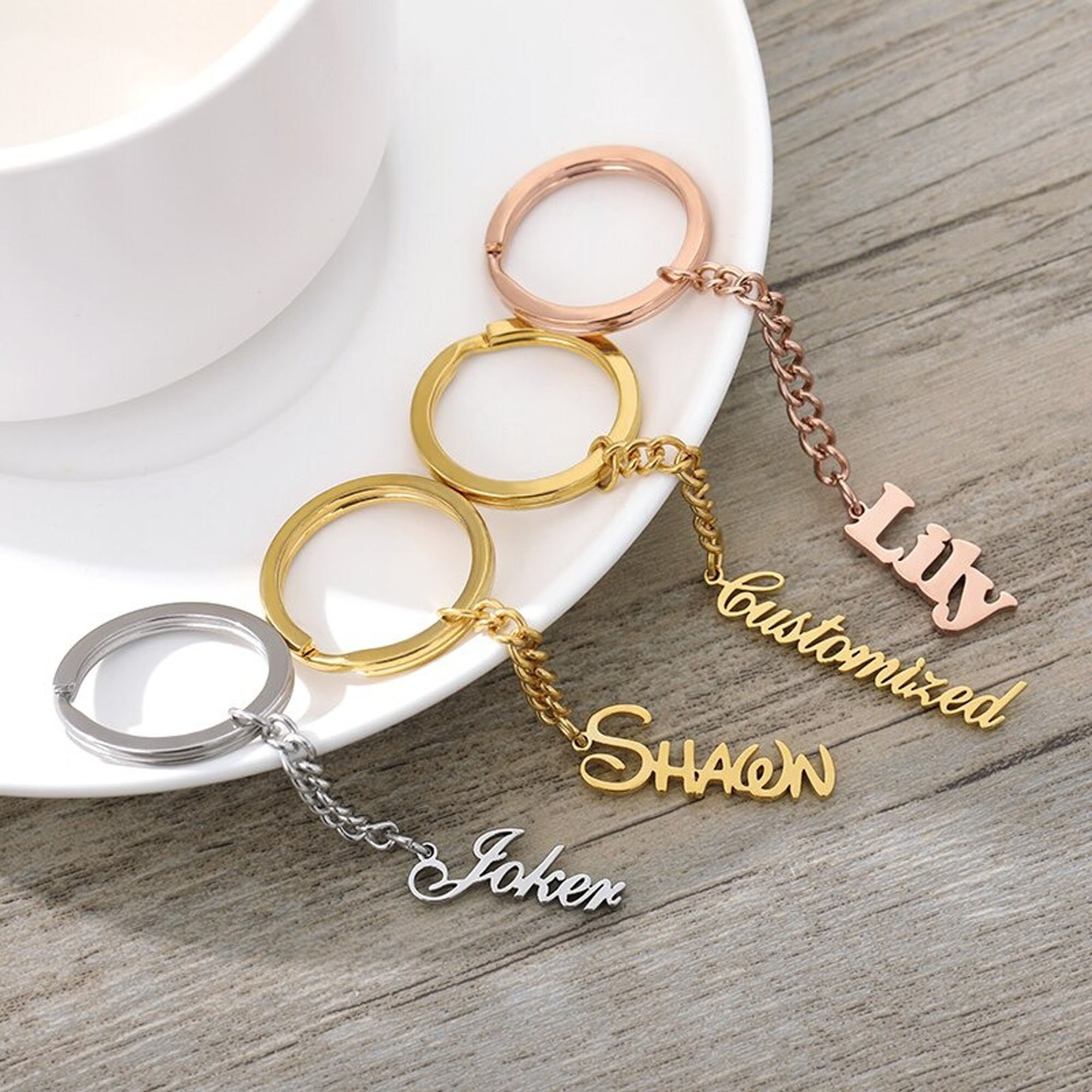 Personalized Key Chain Ring Custom Name Key Chain Ring Car Etsy