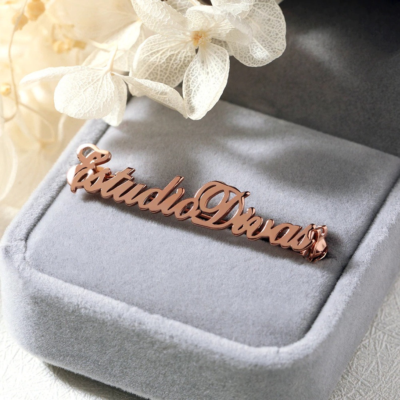 18K Personalized Name Brooch Name Brooch Charm Brooch Etsy