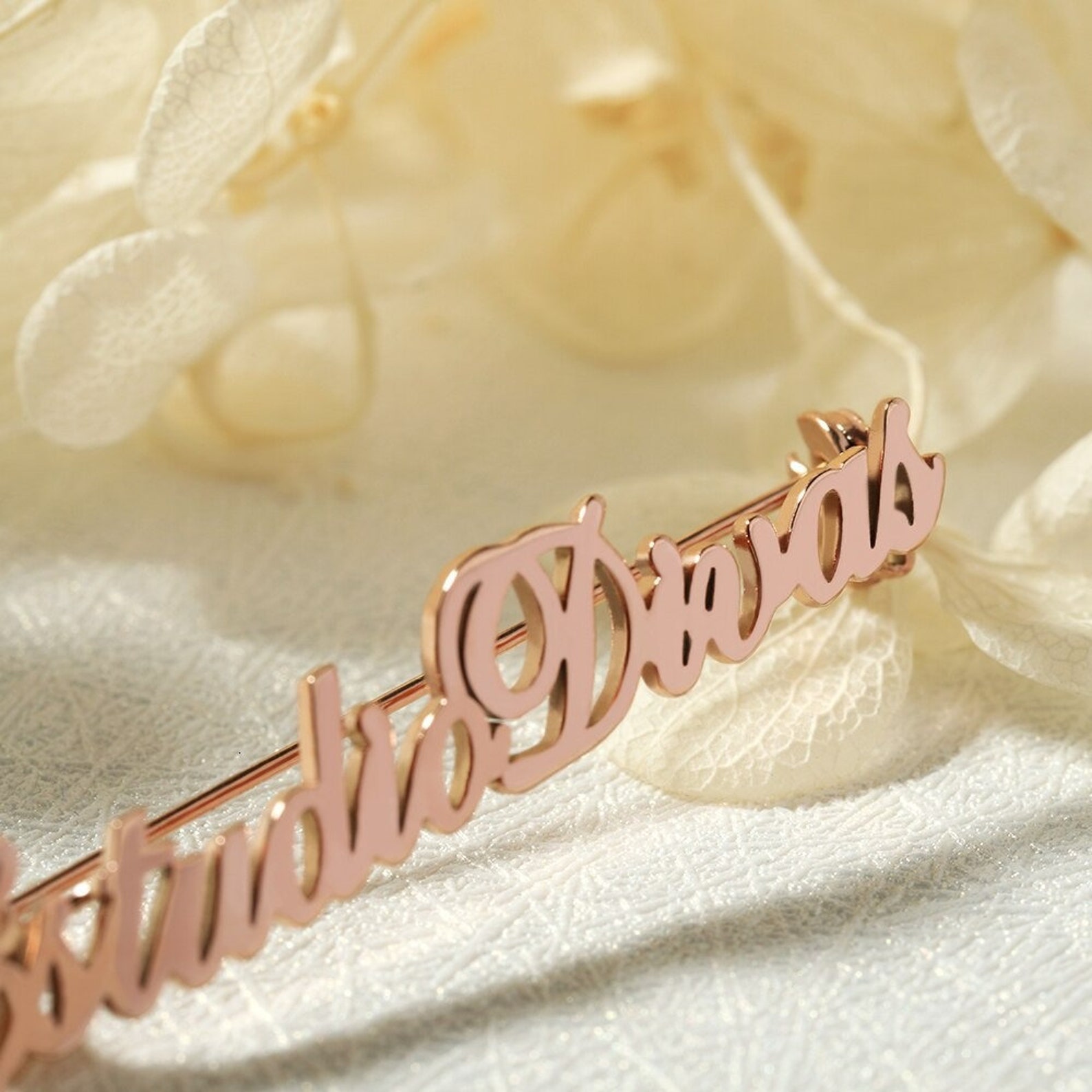18K Personalized Name Brooch Name Brooch Charm Brooch Etsy
