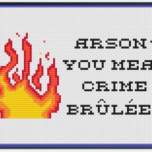 Crime Brulee PDF pattern, true crime cross stitch, funny stitch pattern, birthday gift for best friend, funny gift for sister