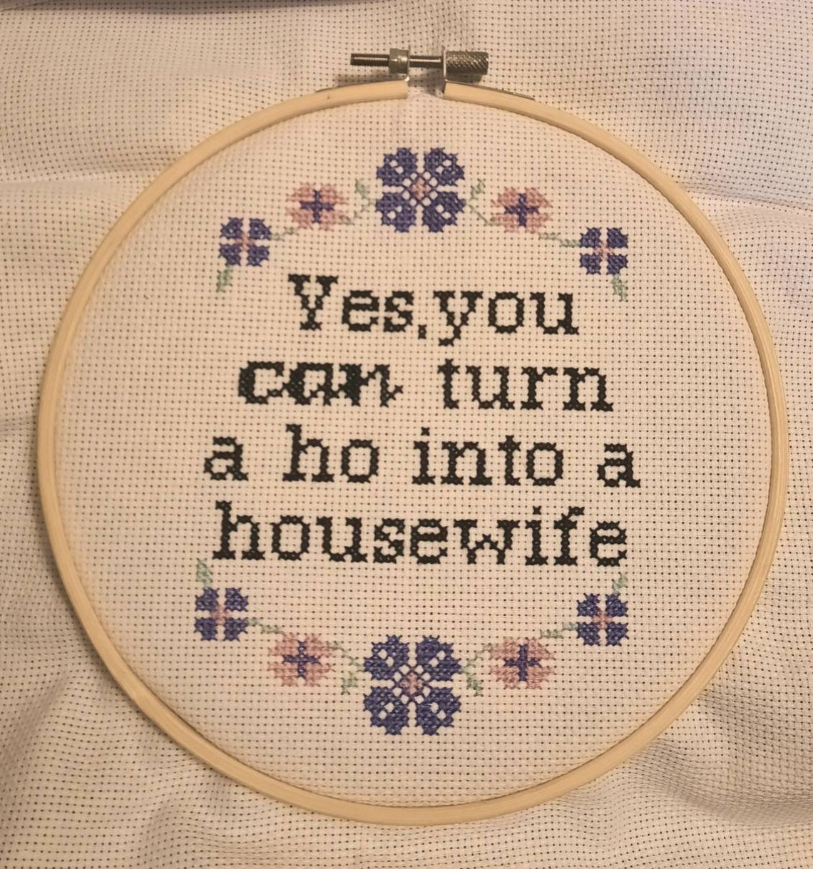 Snarky Ho Into a Housewife Cross Stitch Subversive Housewife Etsy