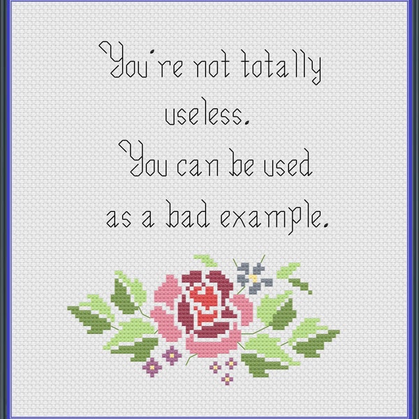 Bad Example snarky cross stitch PDF pattern, , modern cross stitch, funny stitch pattern, birthday gift for sister, gift for best friend