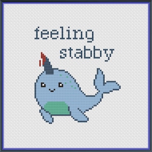 Narwhal feeling stabby PDF Pattern, snarky cross stitch pattern,