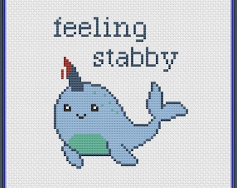 Narwhal feeling stabby PDF Pattern, snarky cross stitch pattern,