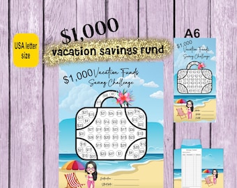 Savings Challenge Vacation Funds, saving money, cash envelope challenge, save 1,000, travel savings challenge