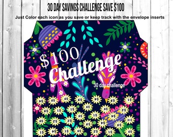 30 Day Saving Challenge, Money Saving, Cash Tracker, Envelope Inserts, Cash envelope Stuffing, Envelope Stuffing