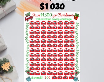 Christmas Savings Challenge, 100 envelope challenge, Savings Challenge, Money, saving Challenge.