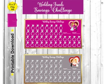 Wedding Savings Challenge, printable A6 cash envelope, money challenge, budget binder printable challenge, low income savings, cash tracker