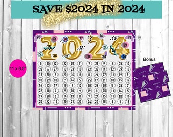 Save 2024 in 2024-Savings Challenge-Printable PDF-Digital Download-low income budget