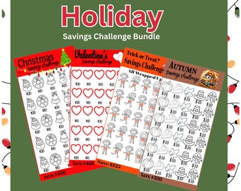 Holiday Savings Challenge Bundle |Cash envelope stuffing |Saving |Fits A6 Cash Envelopes Budget binders| Cash Envelope Saving Trackers