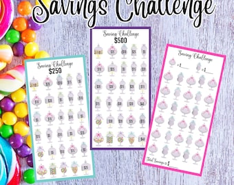 Savings Challenge, Sweets, A6 Savings Challenge, Cash Savings budget, money saving, low income savings, budget tracker, budget binder