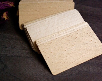 50 cartes de visite vierges (85 х 55 mm) standard UE/Royaume-Uni avec placage de hêtre, 0,56 mm d'épaisseur, cartes de visite en bois, marque-places en bois, cartes en bois uniques