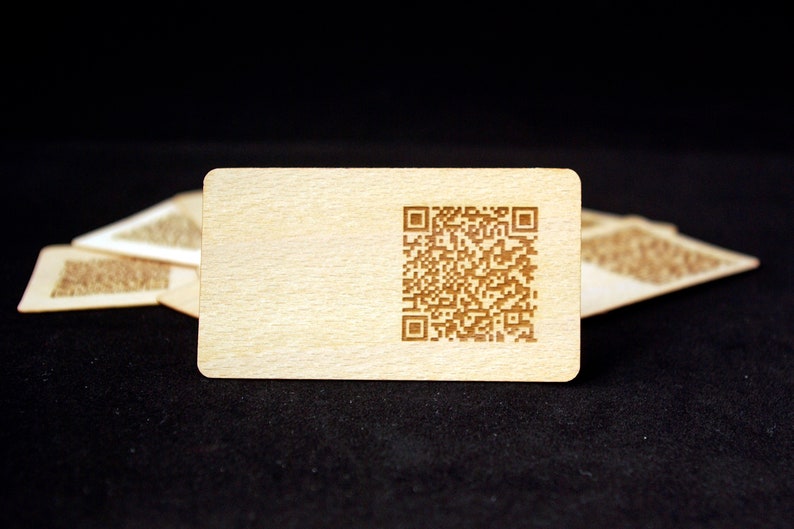 50 Pcs Engraved QR Code Business Cards, BEECH Veneer Cards ...