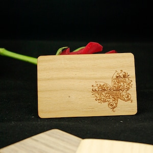 50 tarjetas de visita grabadas en chapa de CEREZA, grosor 0,90 mm, tarjetas de visita personalizadas, tarjetas personalizadas, tarjetas de lugar para bodas