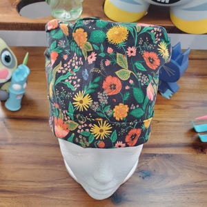 Rifle Paper Co Poppy Fields Pixie Style Scrub Cap, Scrub Hat, Surgical Cap, Surgical Hat