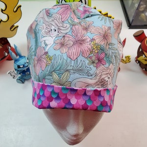 Little Mermaid with coordinating fabric Pixie Scrub Hat