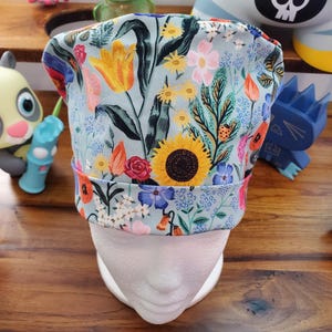 Rifle Paper Co Curio Blossom Flower Pixie Scrub Cap, Scrub Hat, Surgical Cap, Surgical Hat