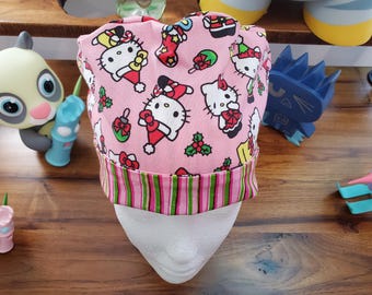 Hello Kitty Christmas Pixie Style Scrub Cap, Scrub Hat, Surgical Cap, Surgical Hat