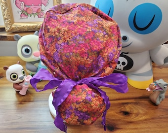 Fields of Flowers Fabric Ponytail Scrub Hat,Surgical Cap, Surgical Hat, Scrub Cap