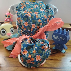 Rifle Paper Co Bramble Briar in Navy Flower Ponytail Scrub Cap, Scrub Hat, Surgical Cap, Surgical Hat