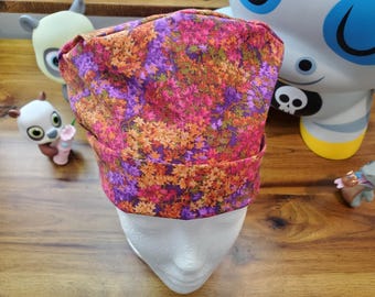 Fields of Flowers Fabric Pixie Scrub Hat,Surgical Cap, Surgical Hat,  Scrub Cap