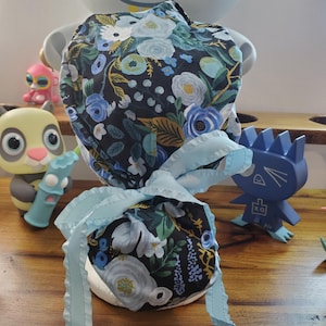 Rifle Paper Co Garden Party in Blue Flower Ponytail Scrub Cap, Scrub Hat, Surgical Cap, Surgical Hat