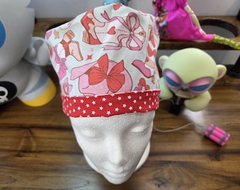 Ho Down Show Down Cowboy Boots and Hats with coordinating fabric Pixie Scrub Hat, Scrub Cap, Surgical Hat, Surgical Cap