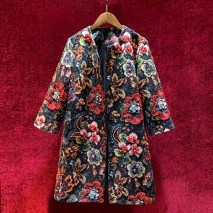 Vintage French Embroidery Midi Coat- 3D Flowers & Jeweled Accents|Mother of the Bride/Groom Outfit, Wedding Guest Outerwear|Monogram Support