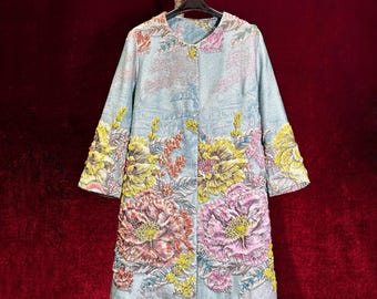 Bridal Vintage French Embroidery Set Coat & A  Line Dress - 3D Floral  Jeweled Accents 3/4 Sleeves Couture |Mother of the Bride/Groom Outfit