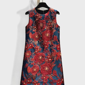 brocade skater dress Darleen Brocade Lace-Up Skater Dress