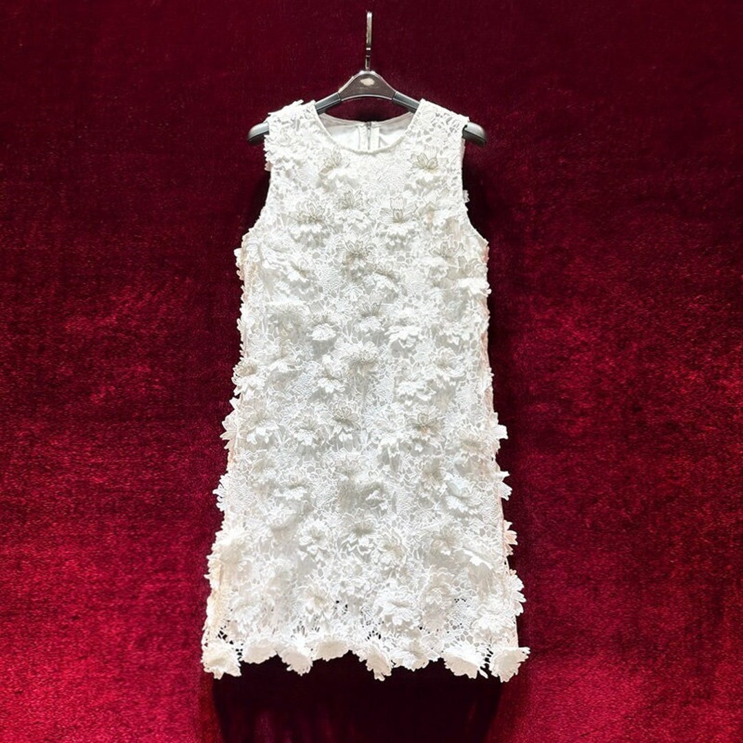 Babyhug Sleeveless Frock Flower Applique - White