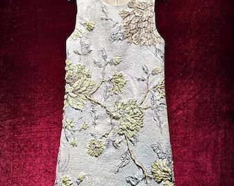 Vintage French Embroidery A - line Dress | 3D Floral & Jeweled Embellishments | Ideal for Wedding Guests ，Summer Gatherings | Custom Fabric