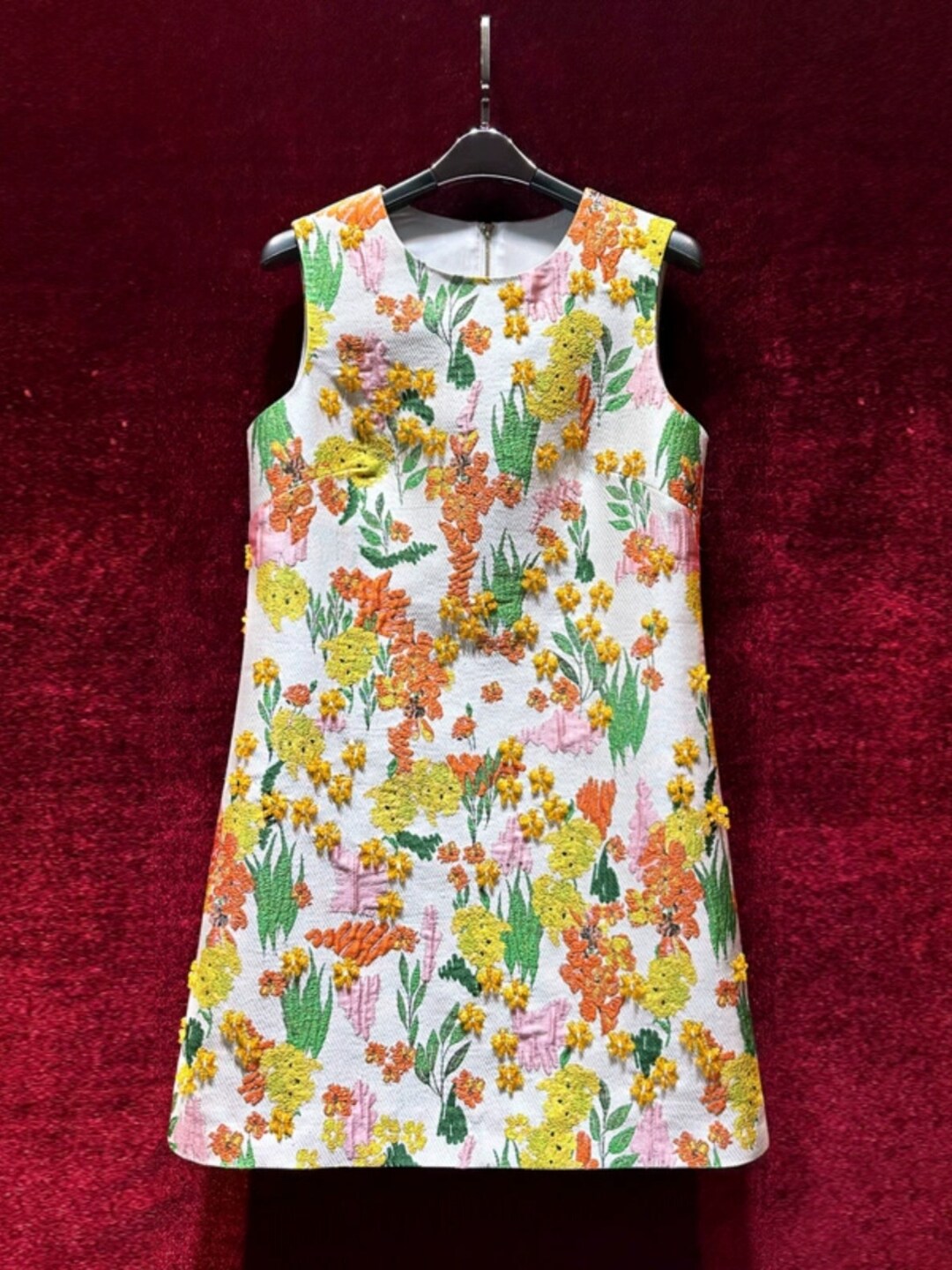 French Style Beaded Floral Draped Dress
