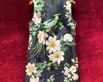 Vintage French Embroidery Dress | Bird and Floral 3D Embellished with Jewels for Garden Weddings & Casual Spring Events