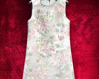 Vintage Embroidered 3D Peony Floral & Jeweled A - Line Dress | Garden Party, Wedding Guest Outfit (For All Ages), Romantic Gift