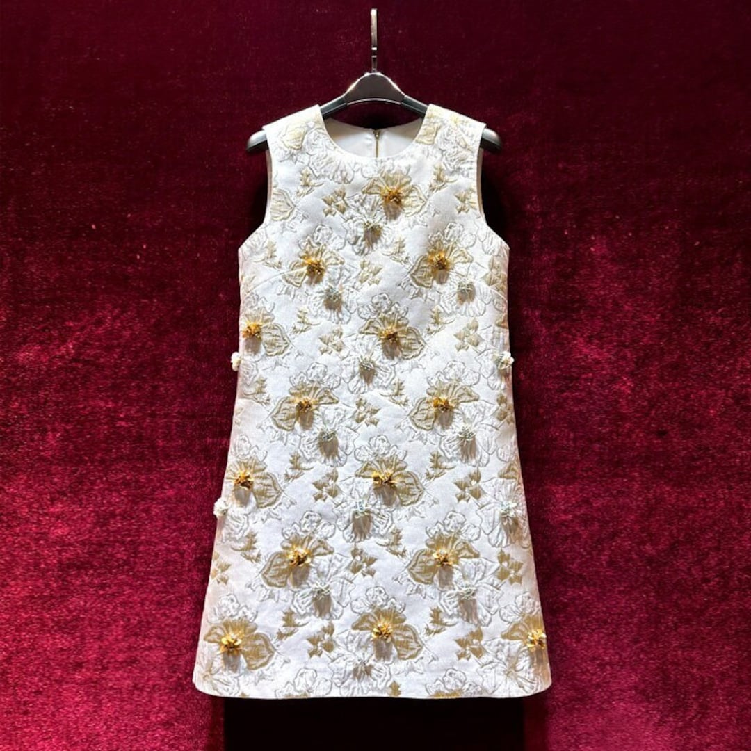 Retro Floral Jacquard Dress