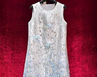 Vintage French Embroidered Dress – 3D Floral, Jeweled A-Line